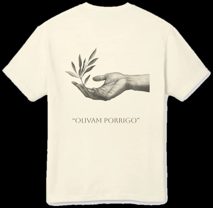 OLIVAM PORRIGO tee, back print, faded cream